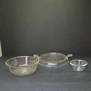 Fire King Glass Trivet (Set N) Glassbake Casserole Dish And Custard Cup